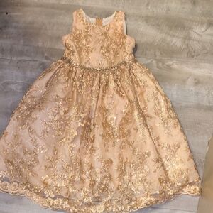 Charming Gold Embellished Kids Dress